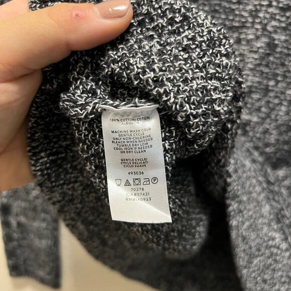 LOFT Sweater Black White Knitted Top Crewneck 100% Cotton Pullover Sz S - Picture 6 of 6